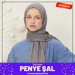 Mervegül Penye Şal - Koyu Gri