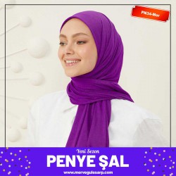 Mervegül Penye Şal - Mor