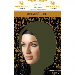 Mervegül Düz Renk Poşetli Yazma (Askeri Yeşil)